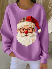 Women's Vintage Christmas Santa Patchwork Art Sweatshirt