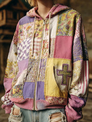 Women's Floral Cross Print Casual Cardigan