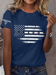 Women's Freedom USA Flag Print Tee
