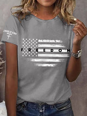 Women's Freedom USA Flag Print Tee