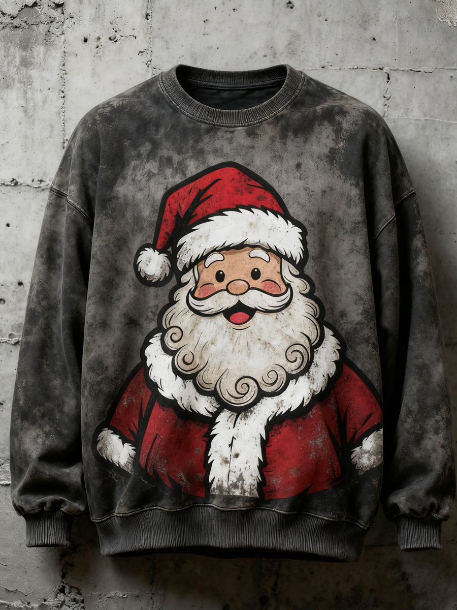 Men's Vintage Christmas Santa Claus Print Casual Sweatshirt