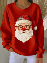 Women's Vintage Christmas Santa Patchwork Art Sweatshirt