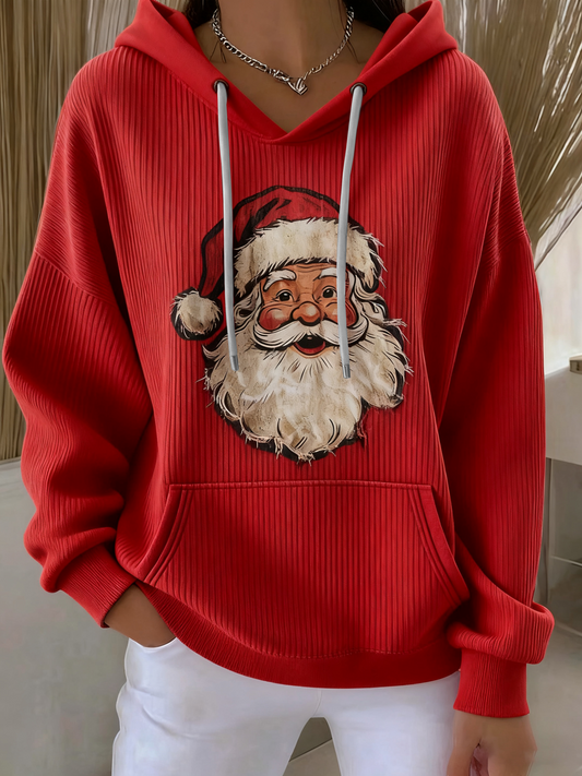 Women's Santa Claus Print Casual Hoodie