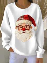 Women's Vintage Christmas Santa Patchwork Art Sweatshirt